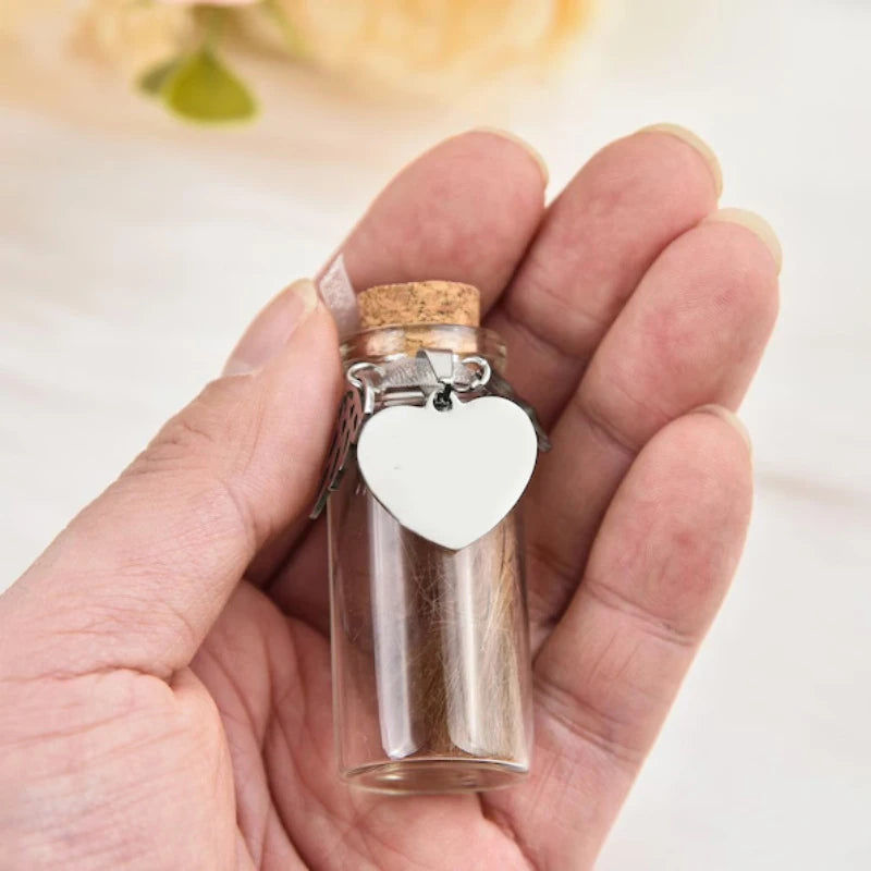 Pet Memorial Bottle Keepsake for Pet Hair Storage with 3 Silver Accessories Urn Container for Dogs A