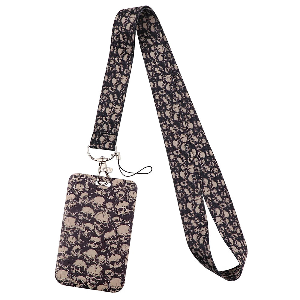 Human Skeleton Lanyard Card Holder Neck Strap for key ID Card Phone Straps Badge Holde close-up view