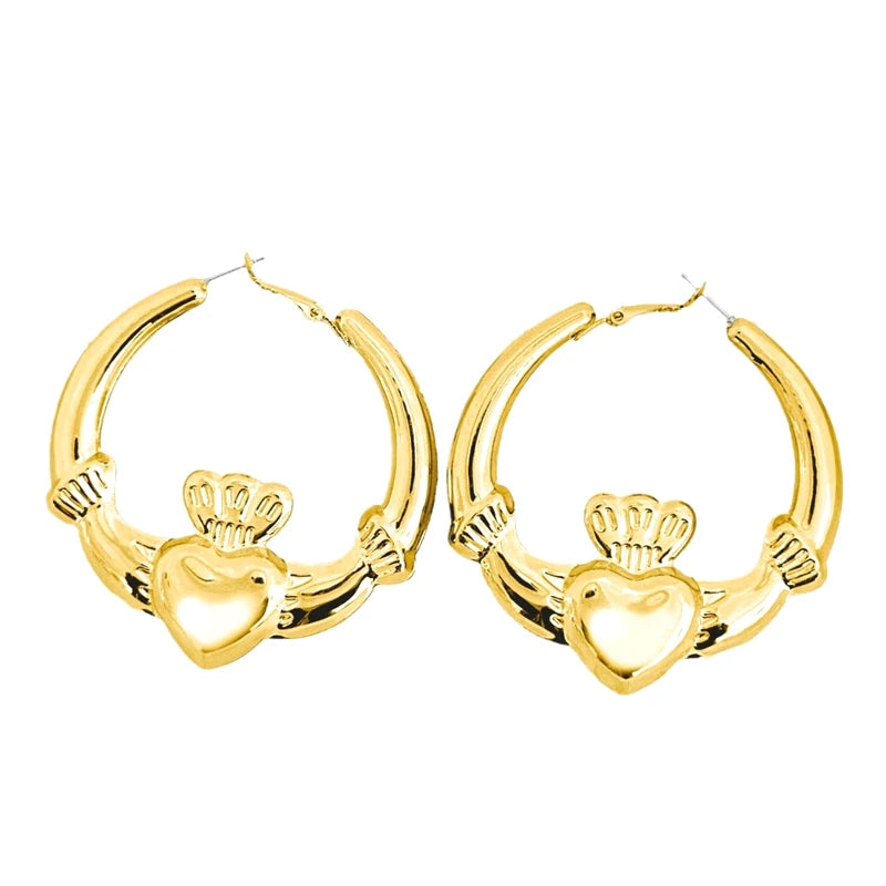 1Pair Advanced Sense Heart Hoop Earrings For Women Girls Simple Fashion Earrings Je additional angle