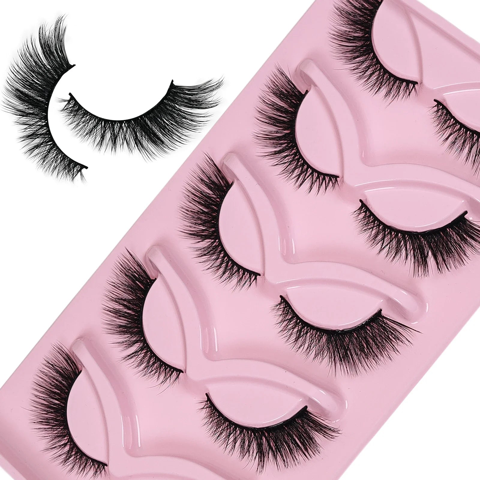 5 Pairs Cat Eye Lashes Wispy Fake Lashes | Fluffy Winged False Eyelashes detail view