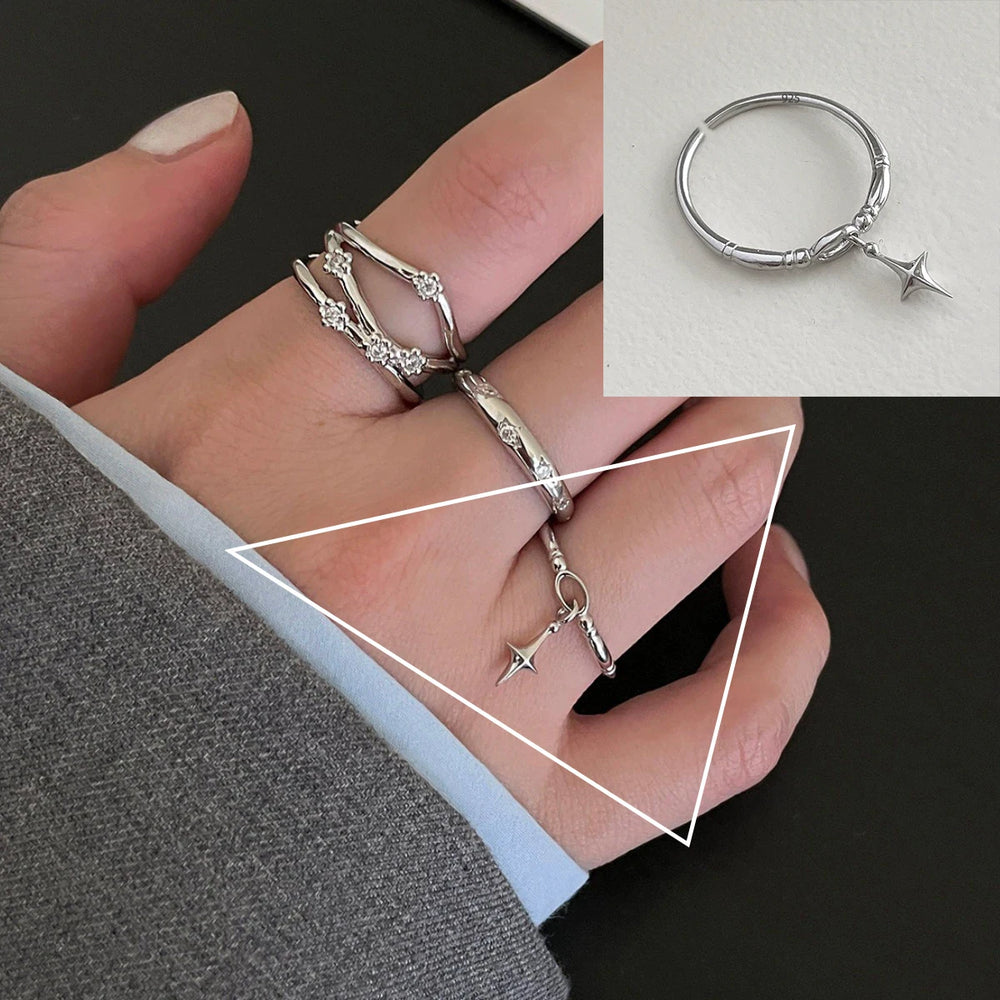 VENTFILLE 925 Sterling Silver Flower Lace Ring Korean Fashion Opening Inlaid CZ Adjus lifestyle view