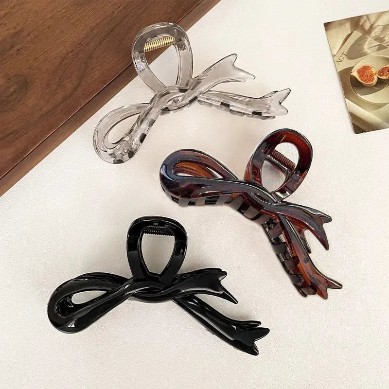 13cm Acrylic Ribbon Bow Hair Claws Crab Hair Clips Glossy Barrettes Headwear Hairpins alternate view