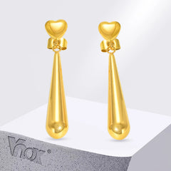 Vnox Sweet Heart Long Tear Drop Earrings | Stainless Steel Water Droplet Piercing Jewelry for Women