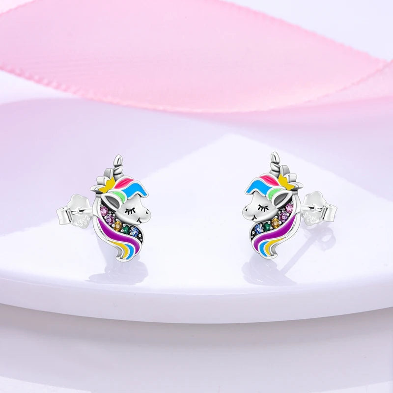925 Stainless Steel Stud Earrings For Women Girls Simple Flower Bow Star Moon Zircon lifestyle view