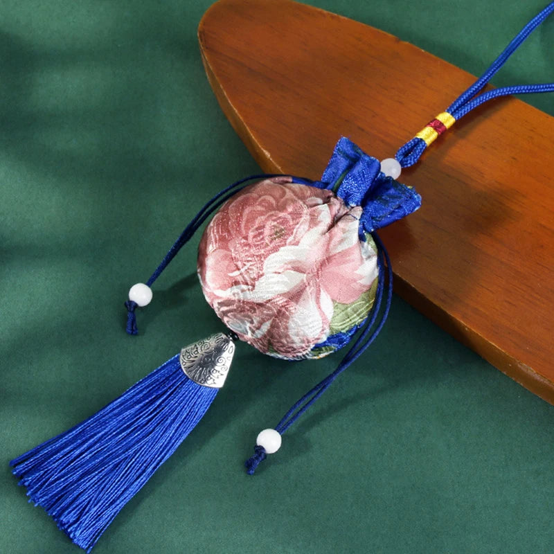 Chinese Style Embroidery Tassel Gift Pouch | Lotus Scented Sachet Bag alternate view