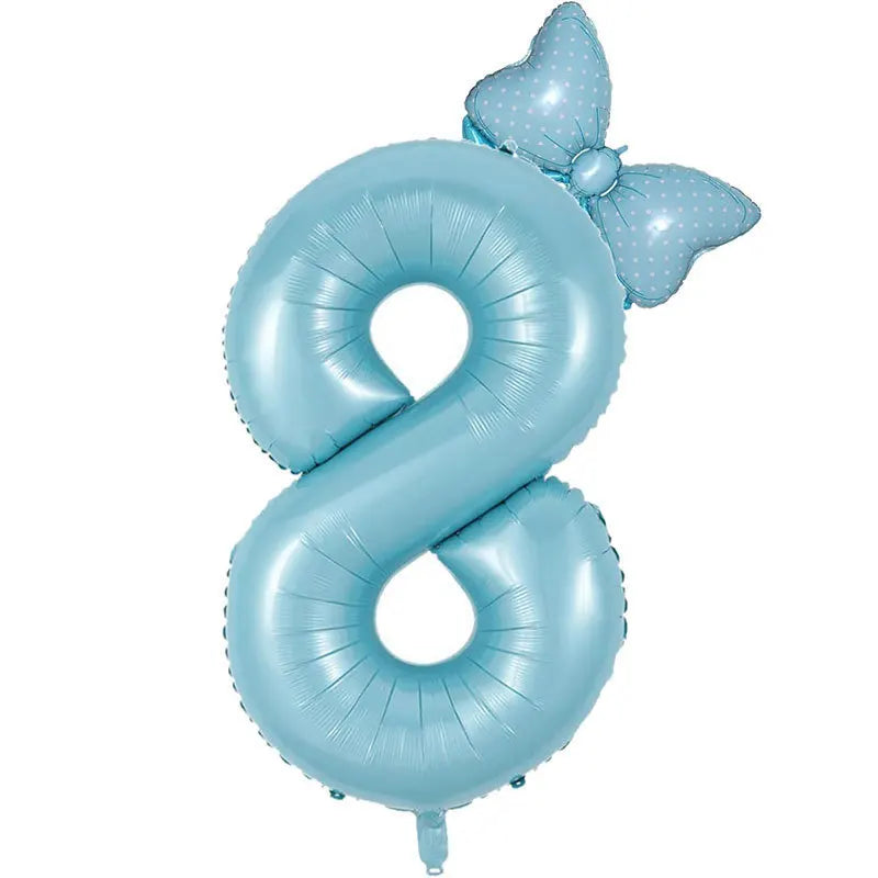 Number Foil Balloon Set with Bows | Birthday Party Decor additional angle