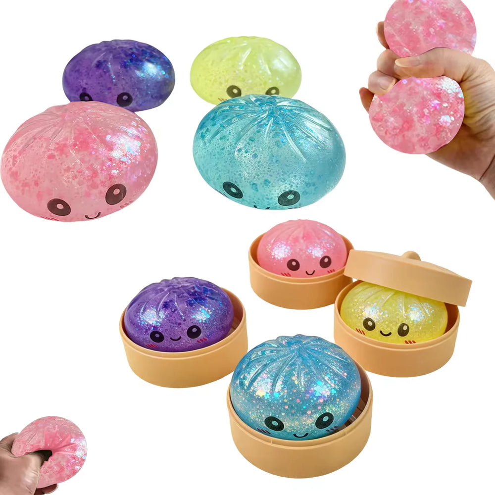 Steamed Bun Squeeze Toy Simulation Bao Stress Relief Fidget Toy with Beads Sparkles S lifestyle view