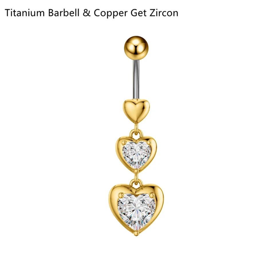 14G Crystal Heart Butterfly Dangle Belly Button Rings CZ Zircon Drop Navel Barbell additional angle