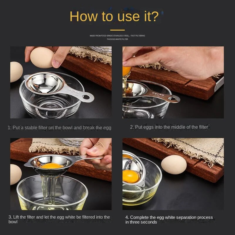Stainless Steel Egg Yolk Separator | Kitchen Egg Divider Tool for Baking and Cooking detail view