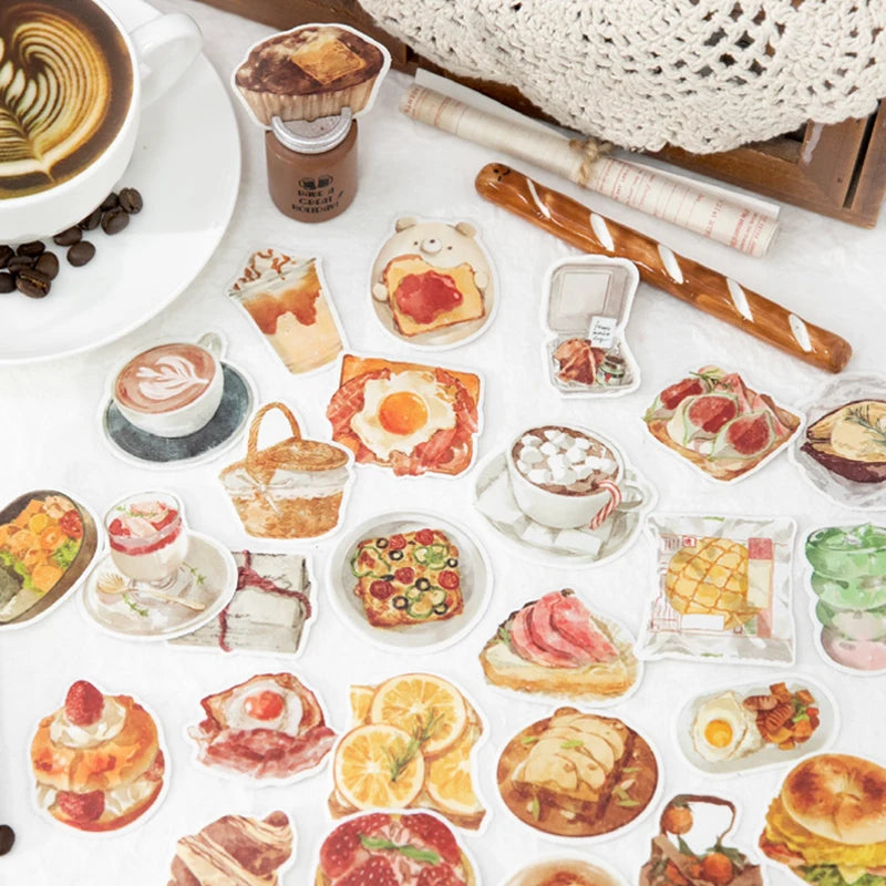 Mr.Paper Sweet Collection Washi Stickers | 50 Watercolor Food & Coffee Stickers for Jo close-up view