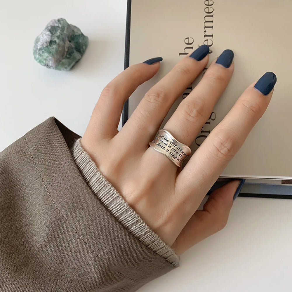 VENTFILLE 925 Sterling Silver Geometric Multilayer Round Bead Ring Female Fashion Pun lifestyle view