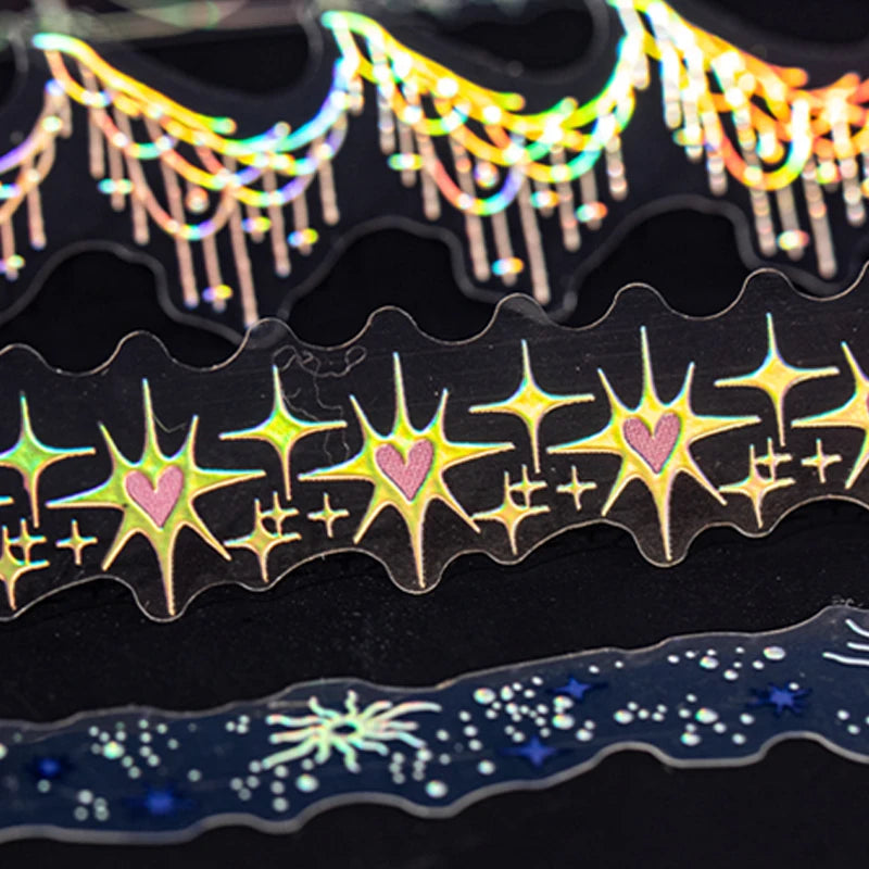 Mr.Paper 20Pcs/Pack Starlight Series Laser Silver PET Long Strip Stickers Holographic St detail view