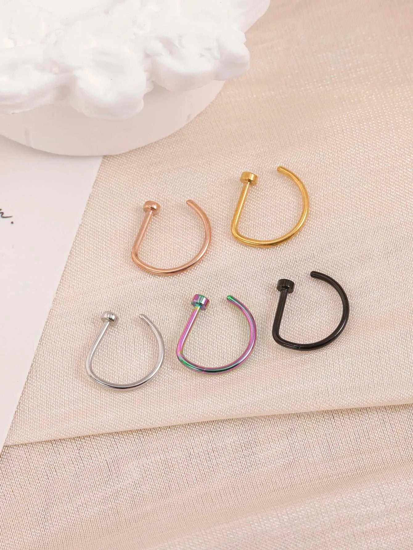 Stainless Steel Ring Nostril Body Jewelry New Curved Barbells Fake Nose Piercing D Sh lifestyle view