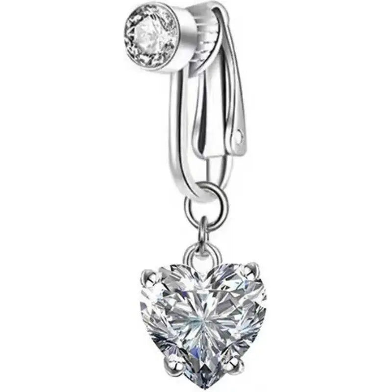 Fake Navel Ring Clip On Belly Button Jewelry Heart Shaped Non Piercing Body Accessory alternate view