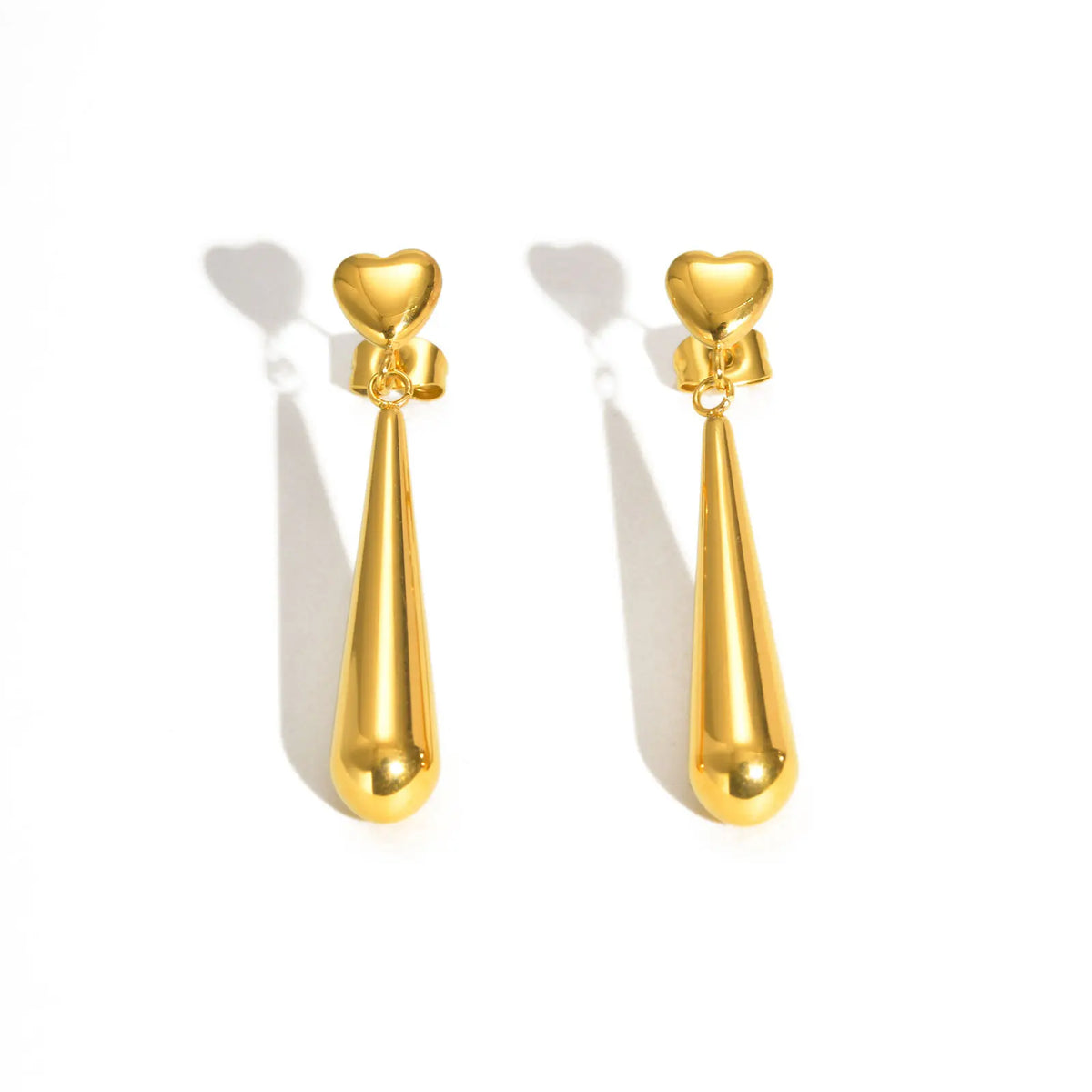 Vnox Sweet Heart Long Tear Drop Earrings | Stainless Steel Water Droplet Piercing Jew alternate view