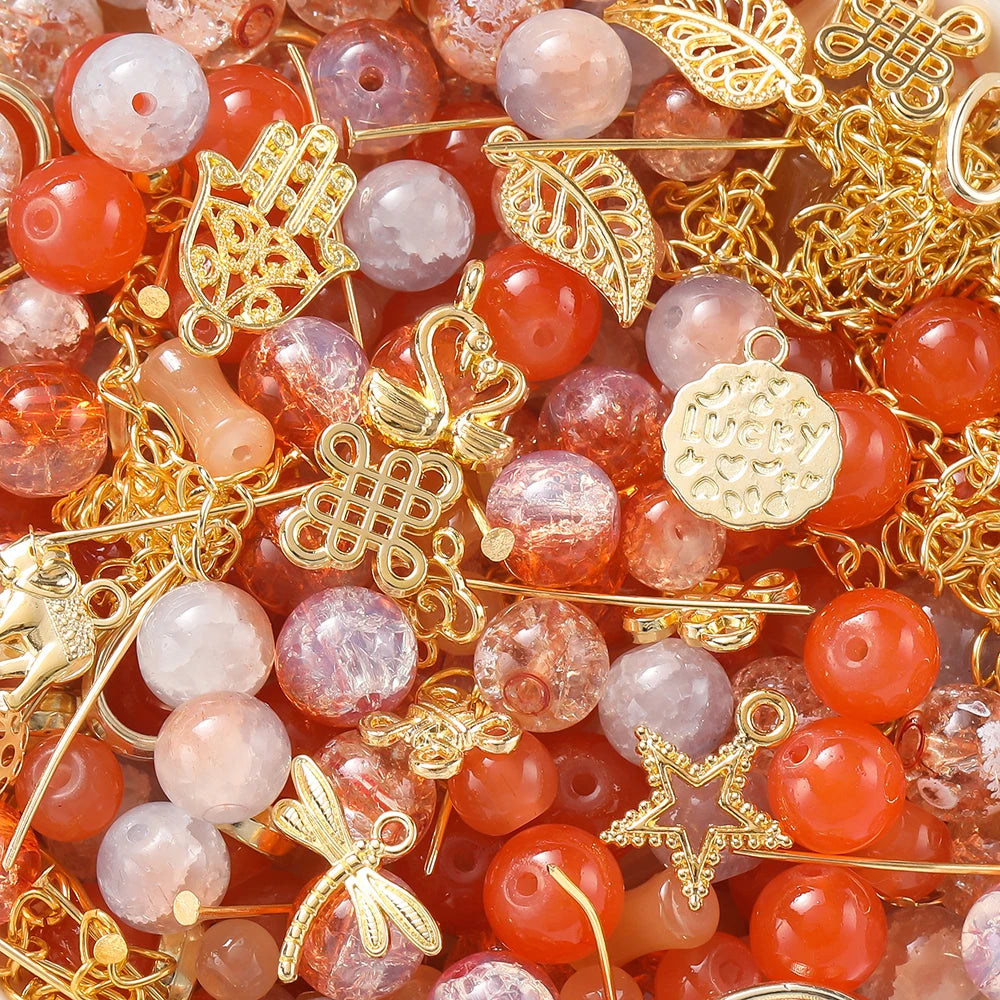 30-50G/Lot Mixed Glass Beads Metal Pendants Spacer Bead Jewelry Accessories for DIY Brac detail view
