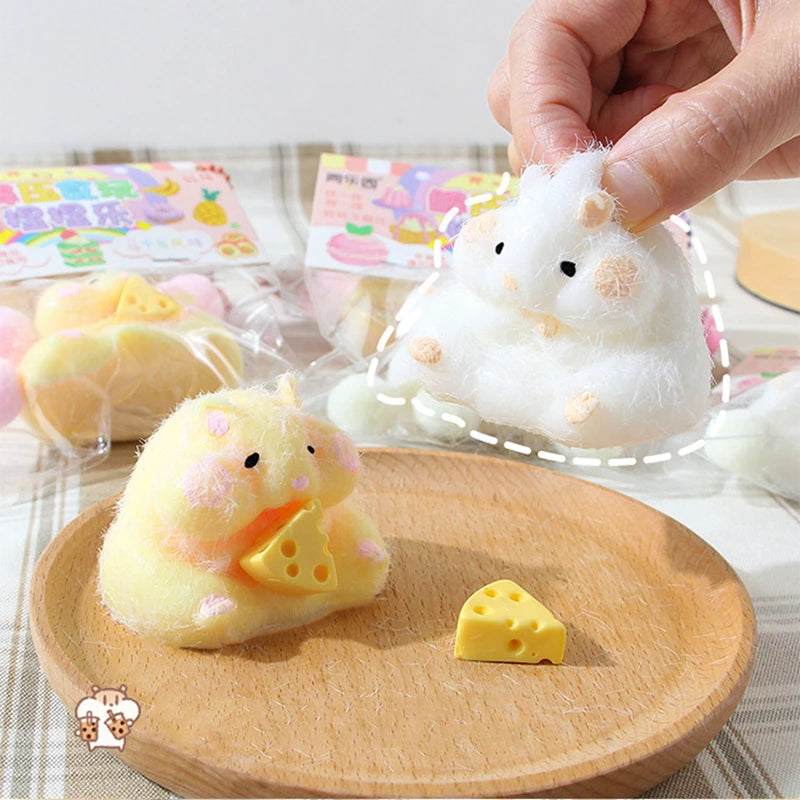 Cute Hamster Squeeze Toy - Silicone TPR Fidget Sensory Stress Relief Gift for Kids & Adults, Fun Dec