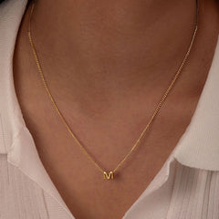 Vnox Chic Tiny A-Z Letters Necklaces for Women Girls, Gold Color Stainless Steel Initial detail view