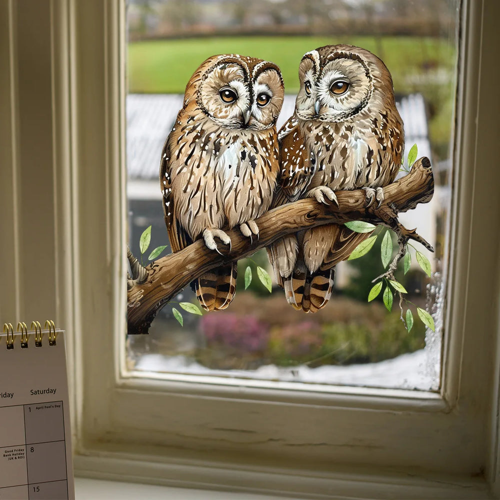 Owl Flower Branch Wall Stickers | Self-Adhesive Animal Wall Decals for Living Room alternate view