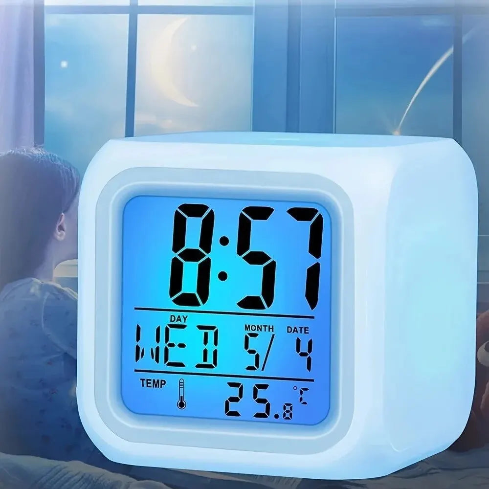 Color Changing LED Alarm Clock with Night Light | Digital Display Touch Activated Clo lifestyle view