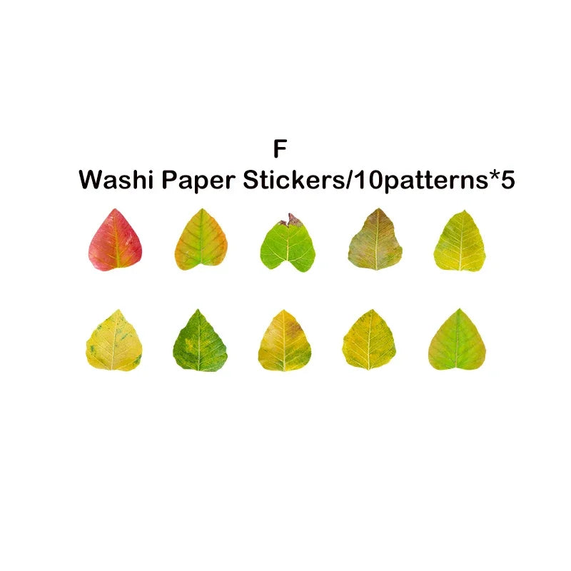 Leaf Washi Paper Stickers | 50-Pack DIY Scrapbooking Decor detail view
