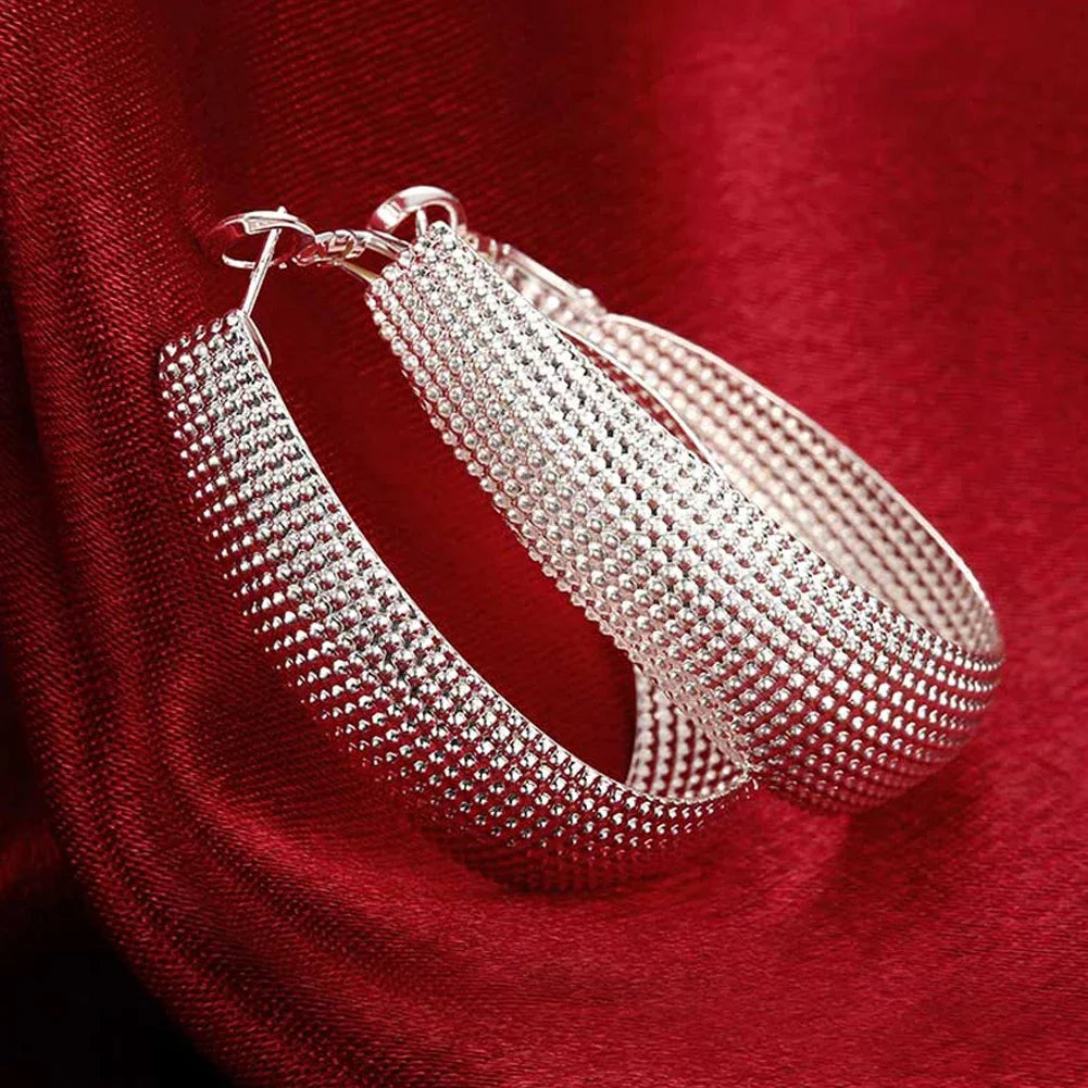 Top Quality 925 Sterling Silver Earrings Simple Round Circle Hoop Earrings For Woman Fas detail view