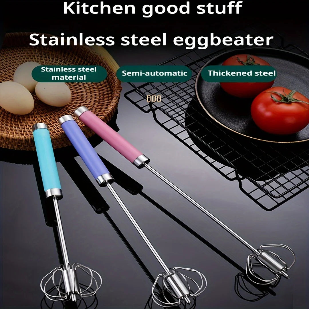 Easy Whisking Stainless Steel Whisk | Semi-Automatic Egg Beater for Hand Stirring lifestyle view