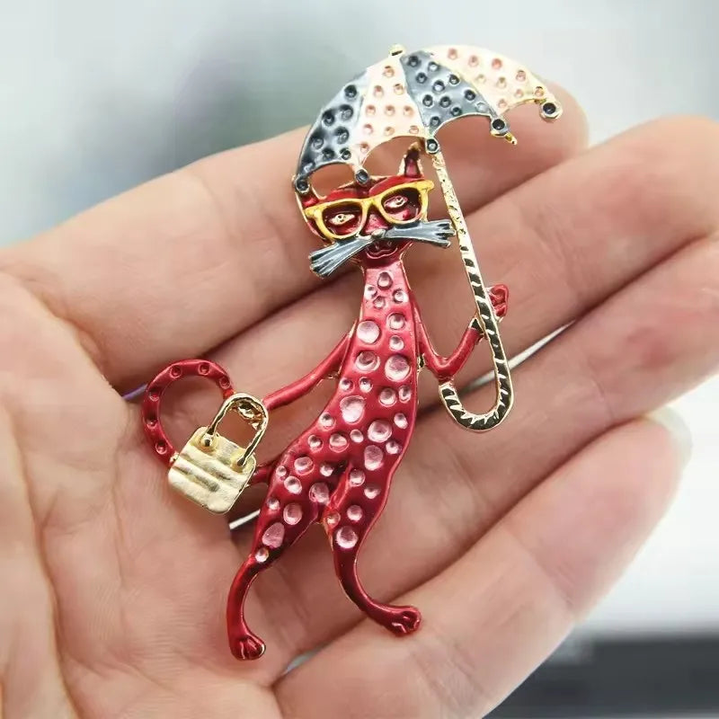 women fashion cat brooch pin jewelry
