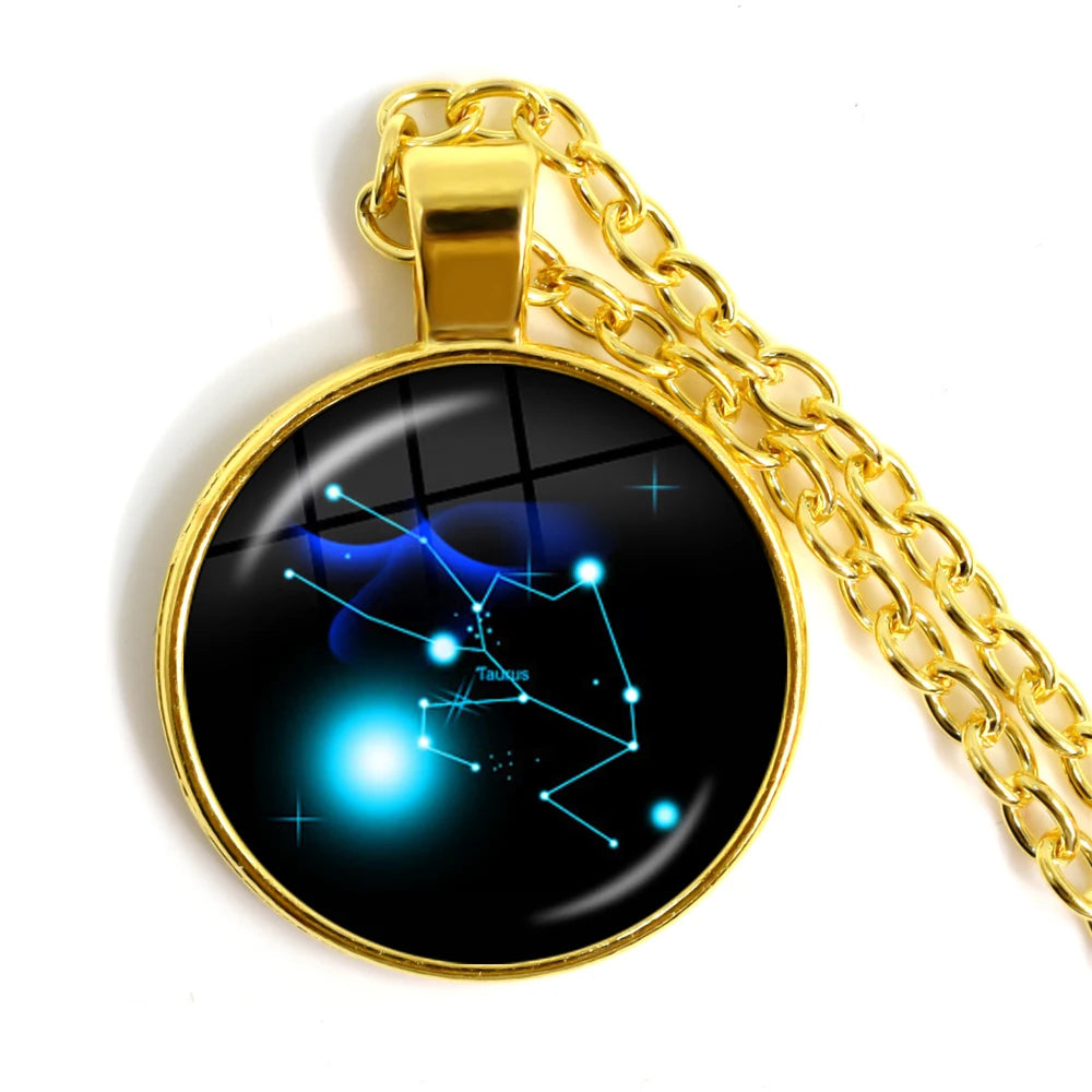 Zodiac Necklace Silver Plated | 12 Constellation Pendant Jewelry lifestyle view