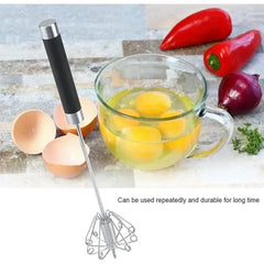 Rubber Semi-automatic Egg Beater Rotatable Stainless Steel Kitchen Mixer | Manual Whis close-up view