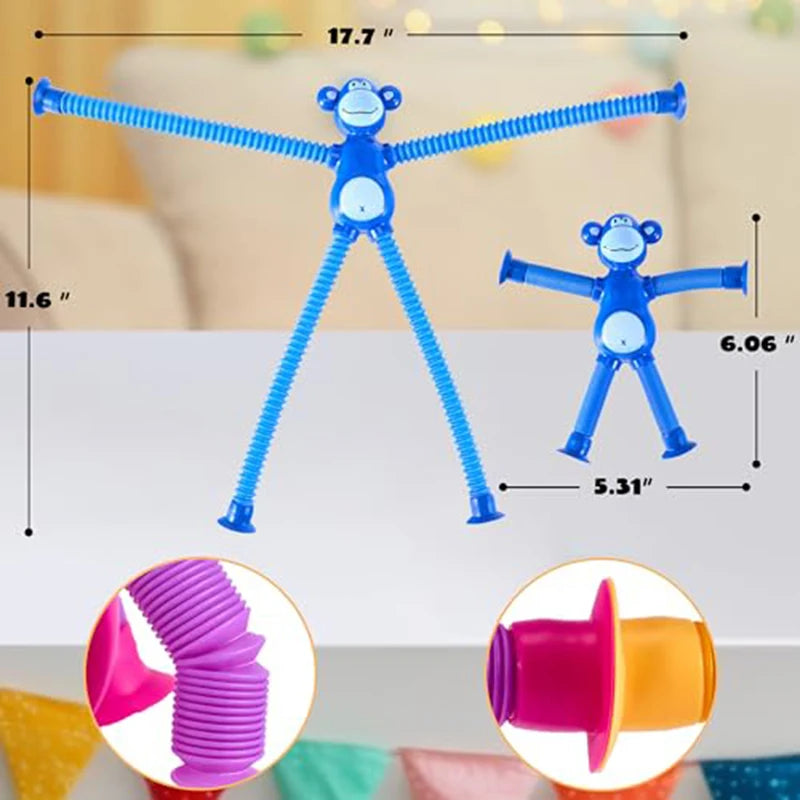Suction Cup Monkey Pop Tubes Fidget Toy | Stress Relief Sensory Toy for Kids and Adul lifestyle view