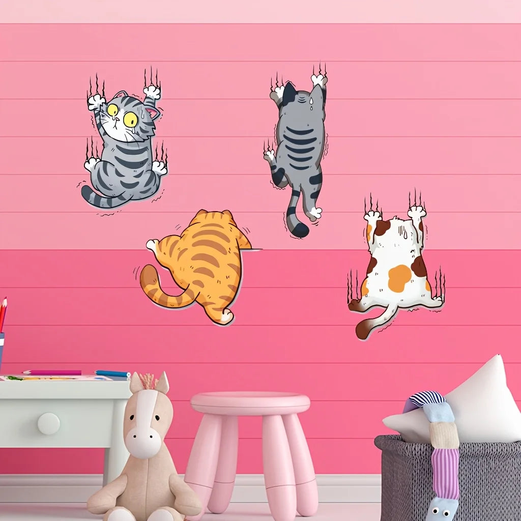 1 Set Cute Cartoon Cat Wall Sticker | Self-adhesive Reusable Decor for Bedroom and Dor close-up view