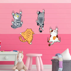 1 Set Cute Cartoon Cat Wall Sticker | Self-adhesive Reusable Decor for Bedroom and Dor close-up view