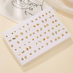 Fashion Geometric 36 Pairs/Lot Mixed Styles Small Stud Earrings For Women Lady Starfish Dolphins Moo