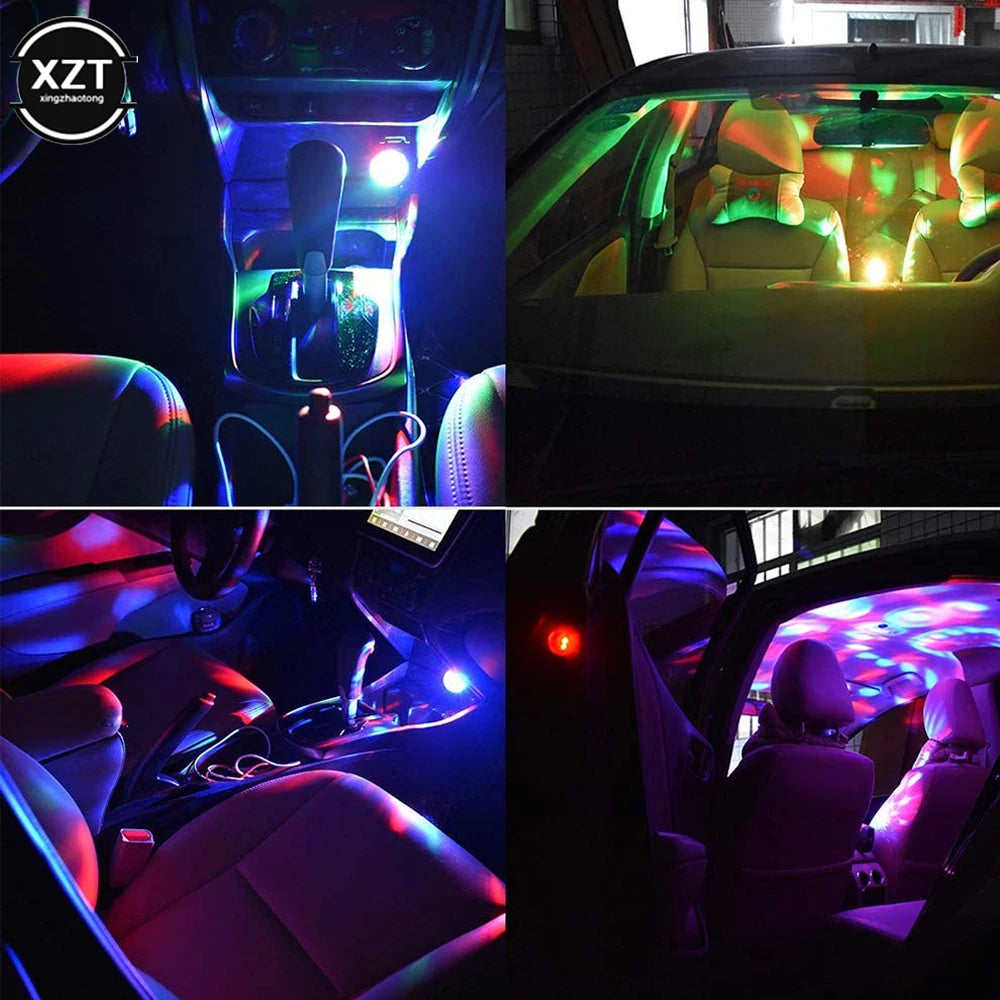 Mini USB LED Car Atmosphere Light | RGB Music Sound Control DJ Disco Lamp alternate view