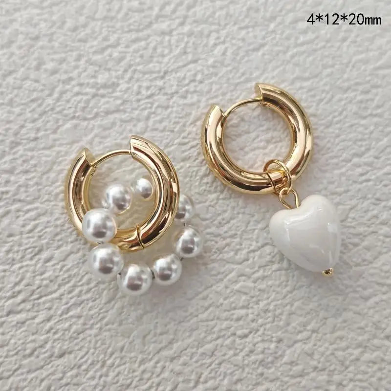 Fashion Heart Pendant Ear Buckle Fashionable Irregular Crystal Tassel Earrings Swee additional angle
