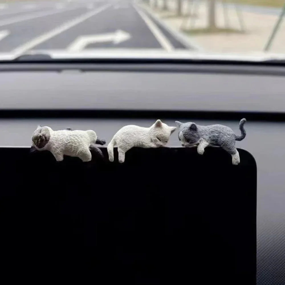 Funny Sleeping Cats Car Dashboard Ornament Adorable PVC Decoration For Car Interior Funn detail view