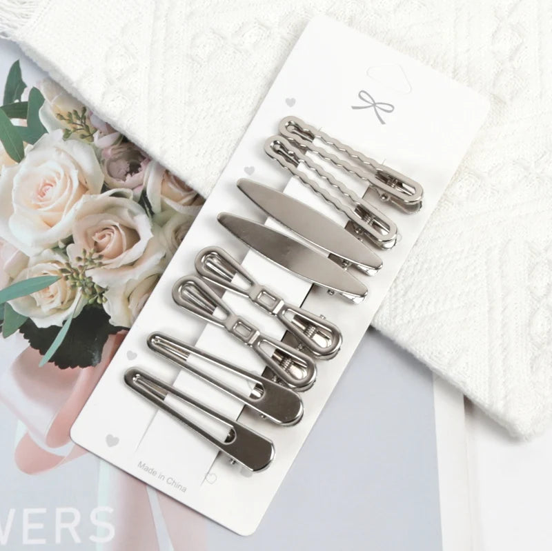 Y2K Duckbill Hairpin Sliver Metal Hair Clips Women Girls Personality Bangs Side Headwear Barrettes Hairclip Styling Accessories