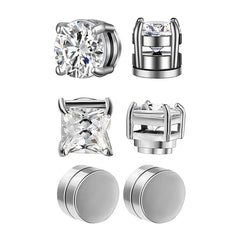 Crystal Strong Magnetic Ear Stud Clip Earrings for Men and Women Punk Round Zircon Ma alternate view