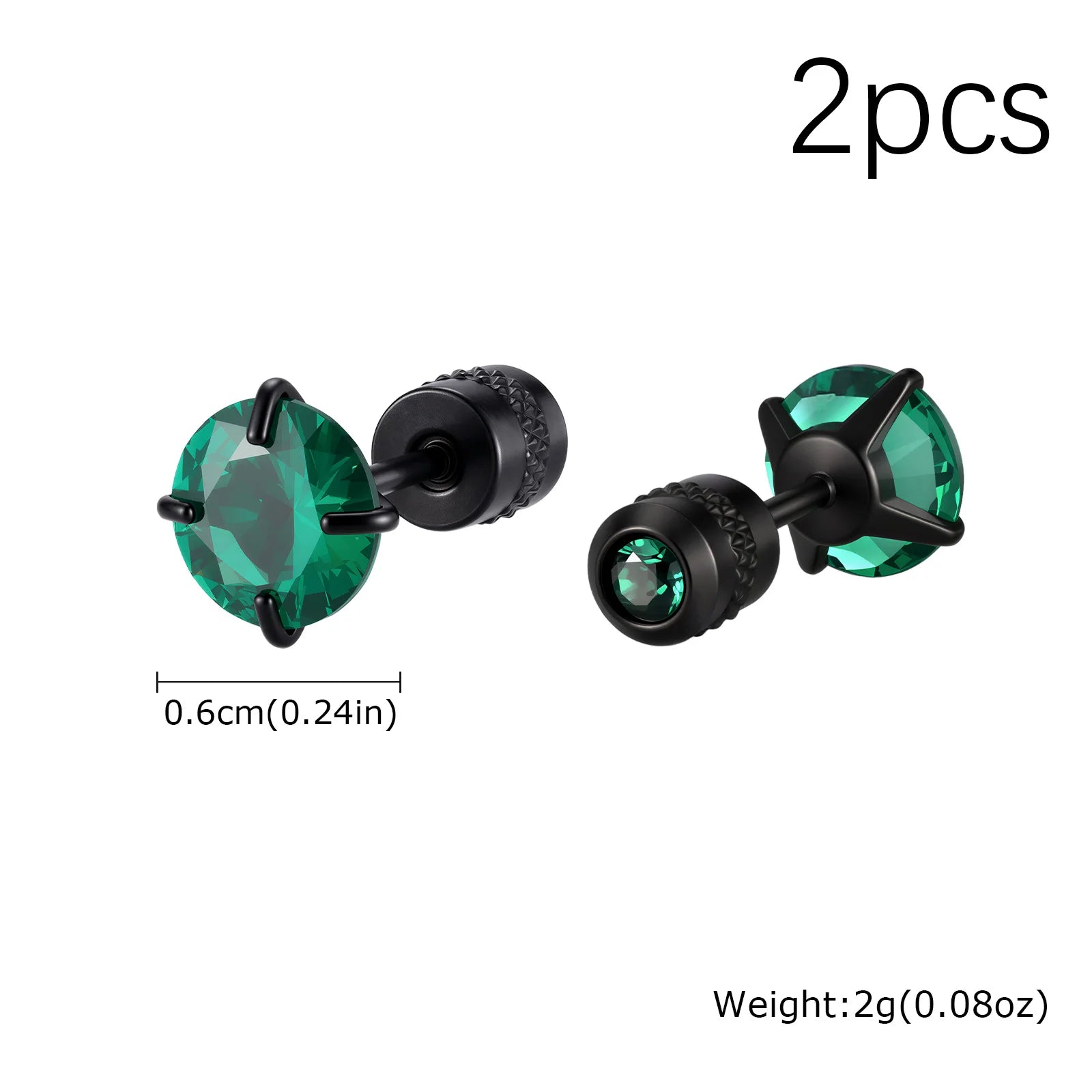 CZ Stud Earrings for Men Women,Hypoallergenic Stainless Steel Round Cubic Zirconia Stud detail view