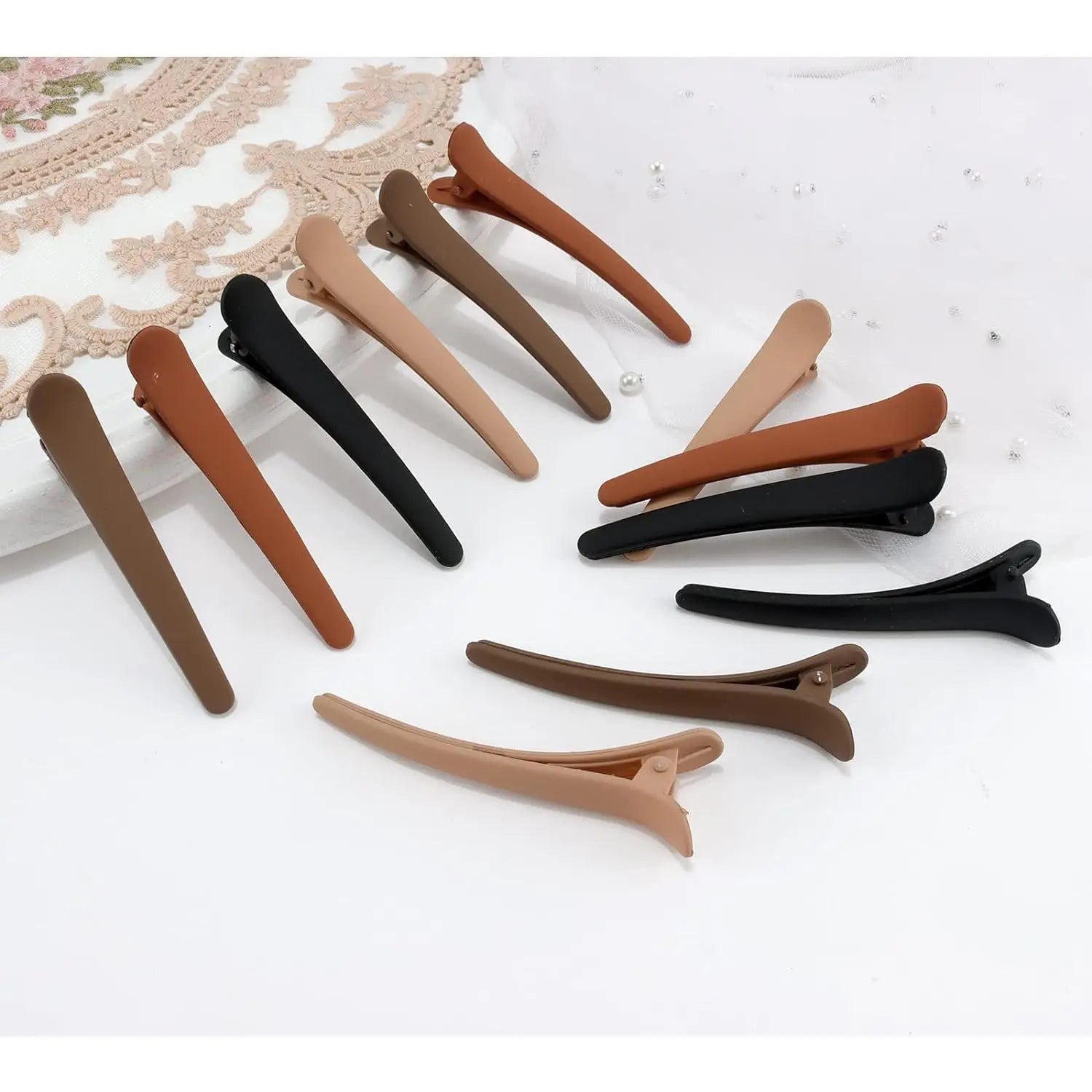 12 PCS Hair Clips for Styling Sectioning, 3.1 Inch Matte Alligator Hair Clips Hair Bar close-up view