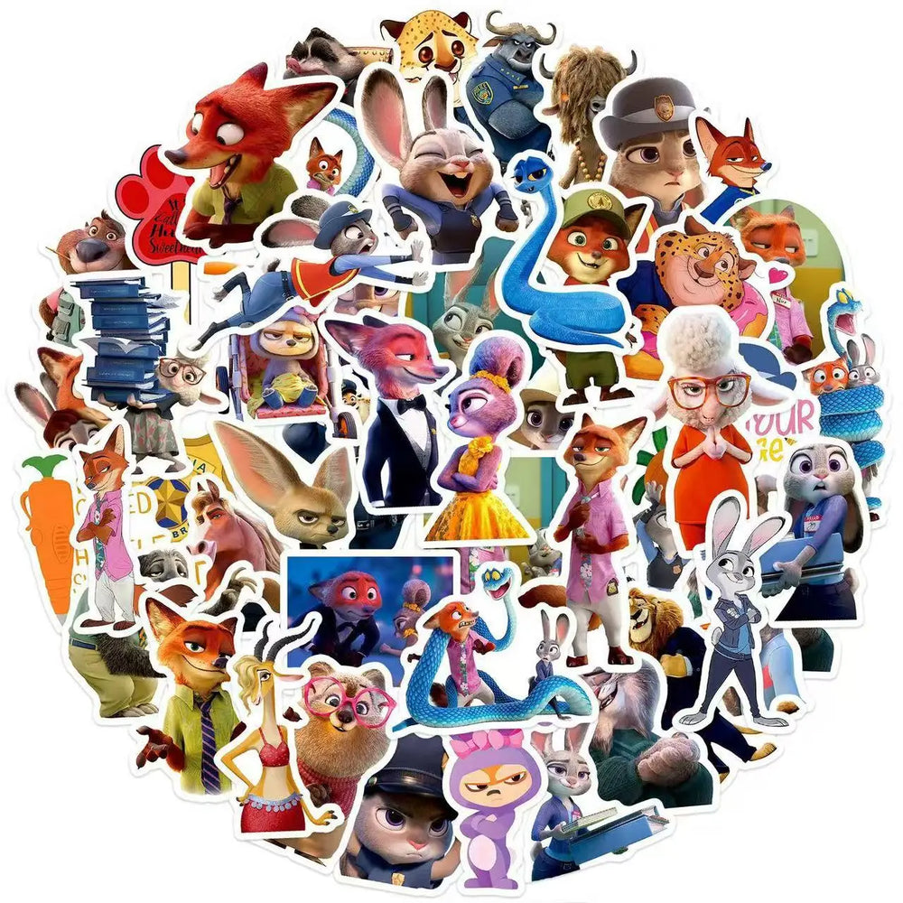 50pcs Disney Cartoon Movie Zootopia2 Stickers Cute Anime Graffiti Decals for Kids Toy DIY Stationery