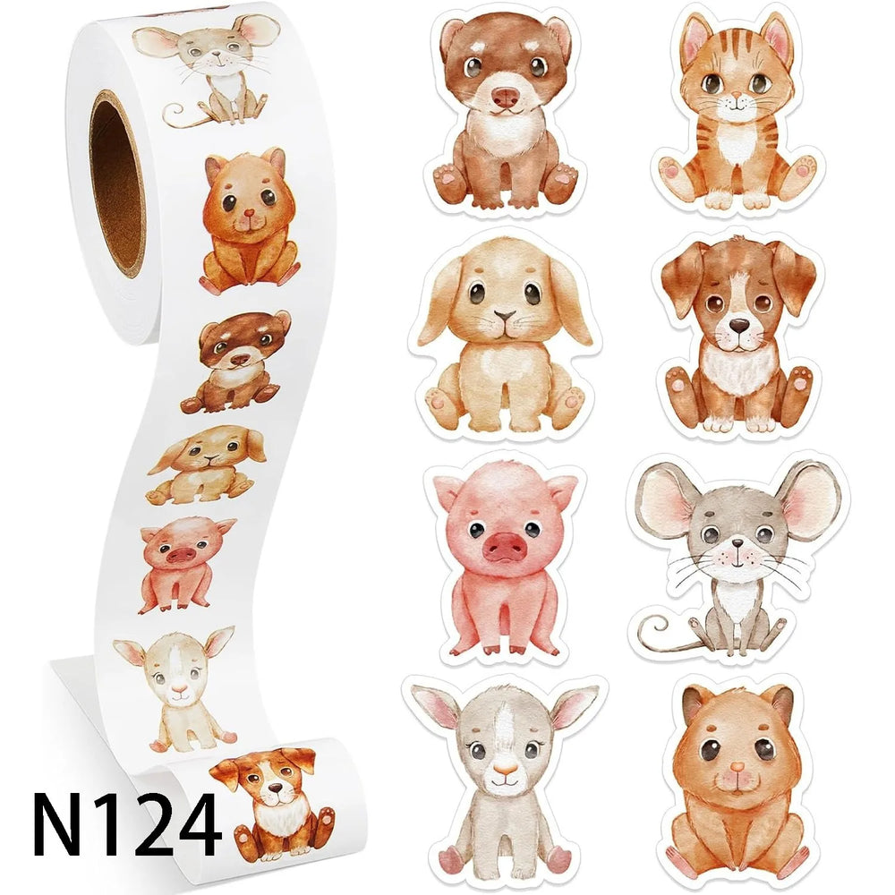 100-500 Animal Stickers Roll | Small Decorative Labels for Photocards and Gifts additional angle