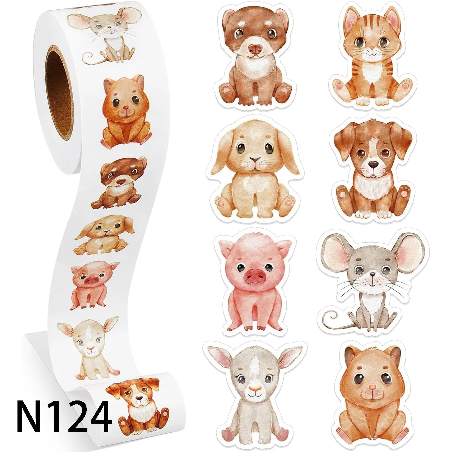 100-500PCS New Stickers Small Roll Packaging Animal Pack Rolling Stickers Photocard additional angle