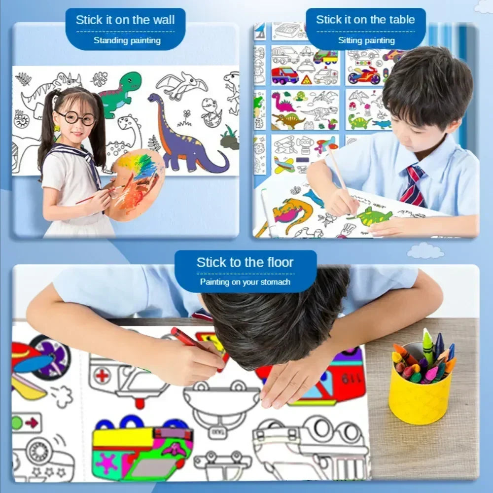 Children's Drawing Roll Sticky Color Filling Paper Graffiti Scroll Coloring Paper Roll f detail view