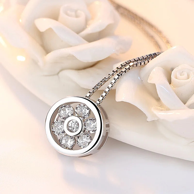 925 Sterling Silver Necklace Zircom for Women 18k Gold Plated Jewelry Pendant Birth additional angle