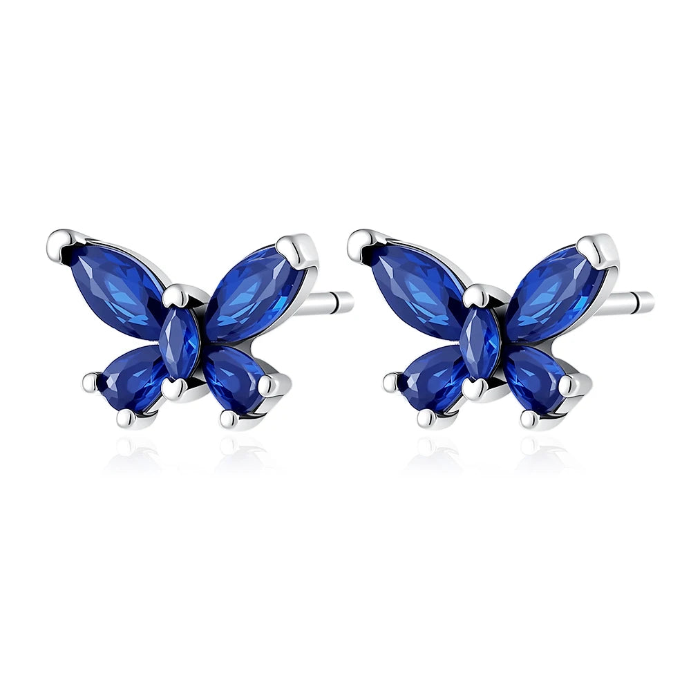 925 Silver Heart and Butterfly Stud Earrings | Elegant Fine Jewelry Gift for Women additional angle