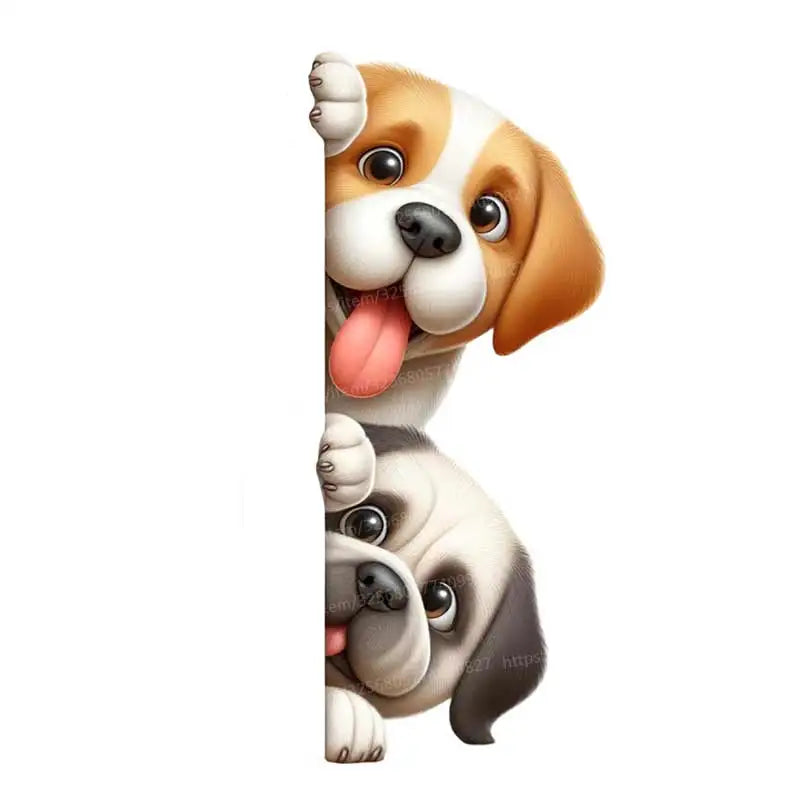 Dog Peeking Around The Corner Light Switch Wall Sticker | Cartoon Animal Decals for D lifestyle view