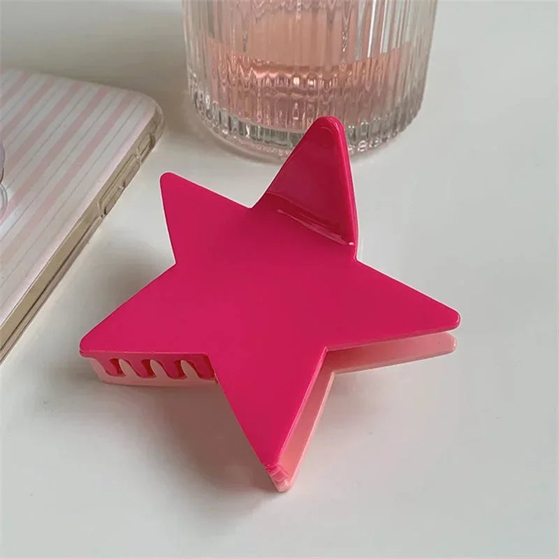 Korean Fashion Star Shaped Hair Claw Y2k Punk Hair Clip Clamp Irregular Acetate Shiny Star Claw Hairpin Party Hair Accessories