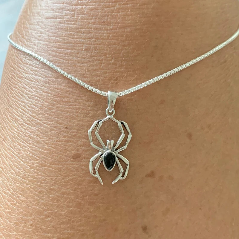 Huitan Cute Spider Animal Pendant Necklace for Girls Silver Color Chain Necklace Y2K alternate view